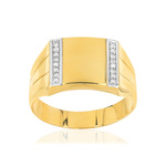 Chevalière or 750 2 tons carrée diamants - vue 1