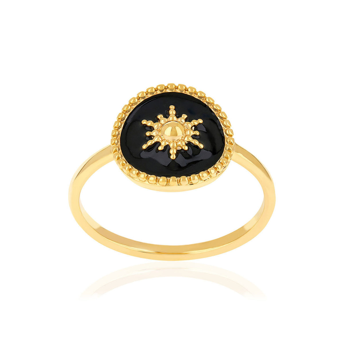 Bague plaqué or laque noire