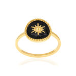 Bague plaqué or laque noire - vue 1