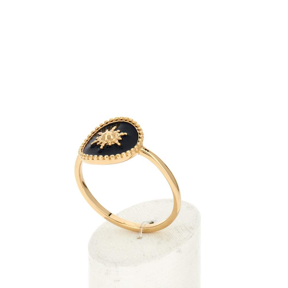 Bague plaqué or laque noire - vue 3