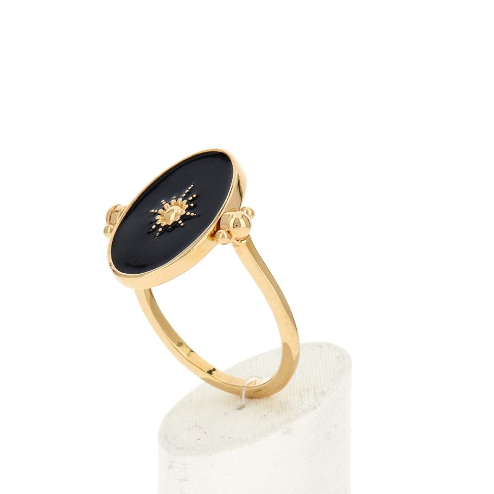 Bague plaqué or laque noire - vue 4