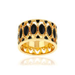 Bague plaqué or laque noire - vue 1