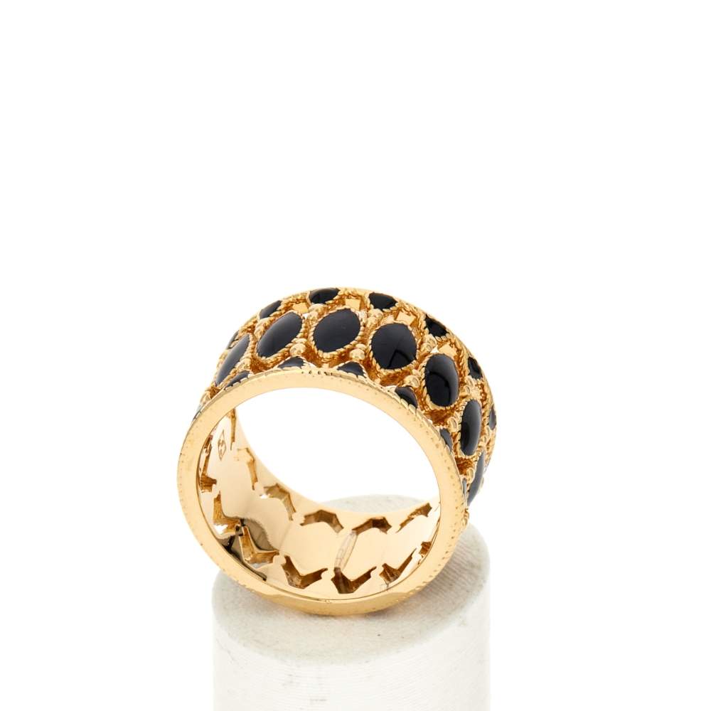 Bague plaqué or laque noire - vue 2