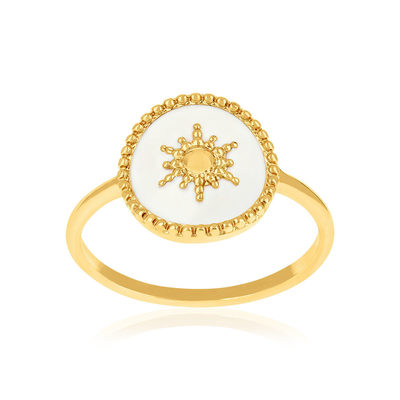 Bague plaqué or laque blanche