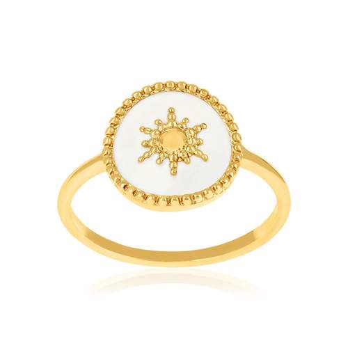 Bague plaqué or laque blanche