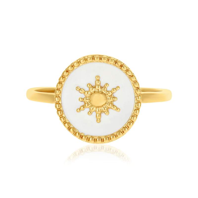 Bague plaqué or laque blanche - vue 3