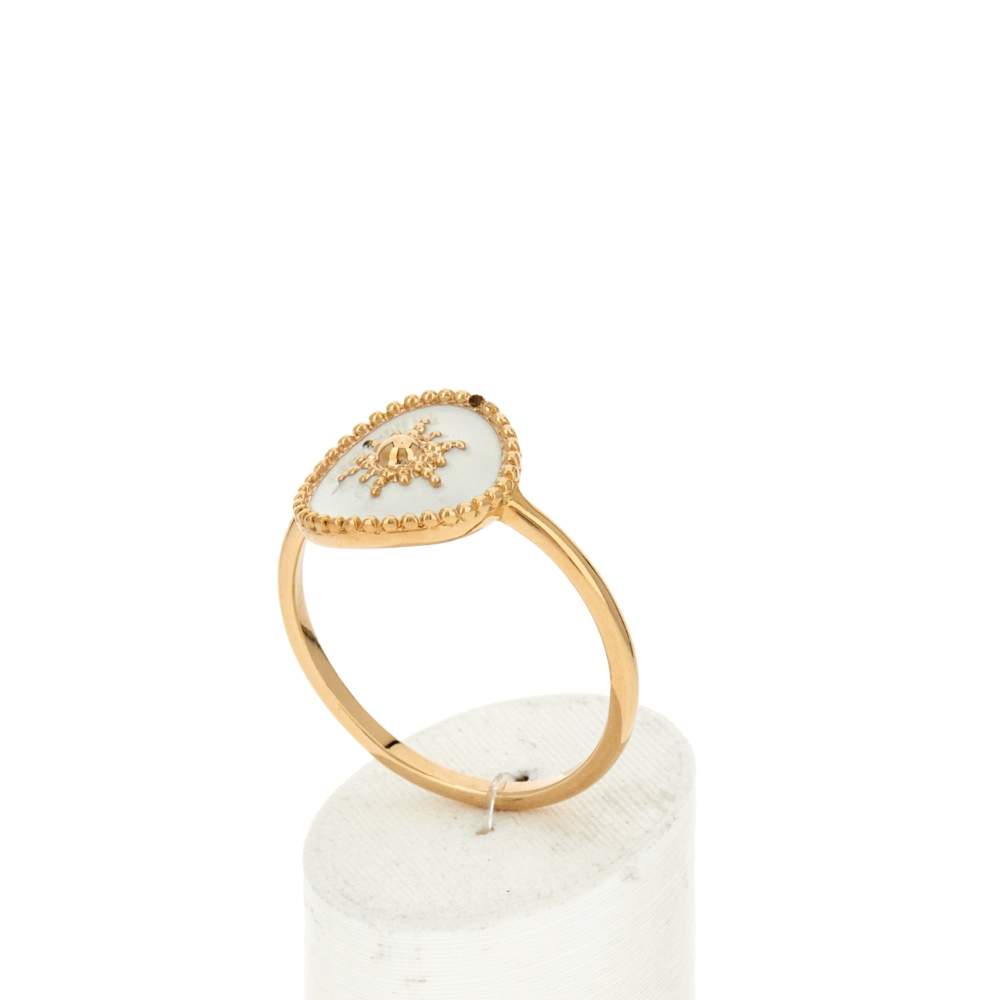 Bague plaqué or laque blanche - vue 3