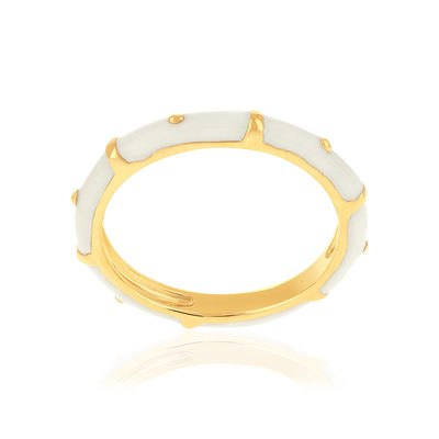 Bague plaqué or laque blanche - vue 1