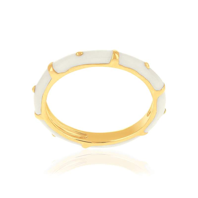 Bague plaqué or laque blanche - vue 1