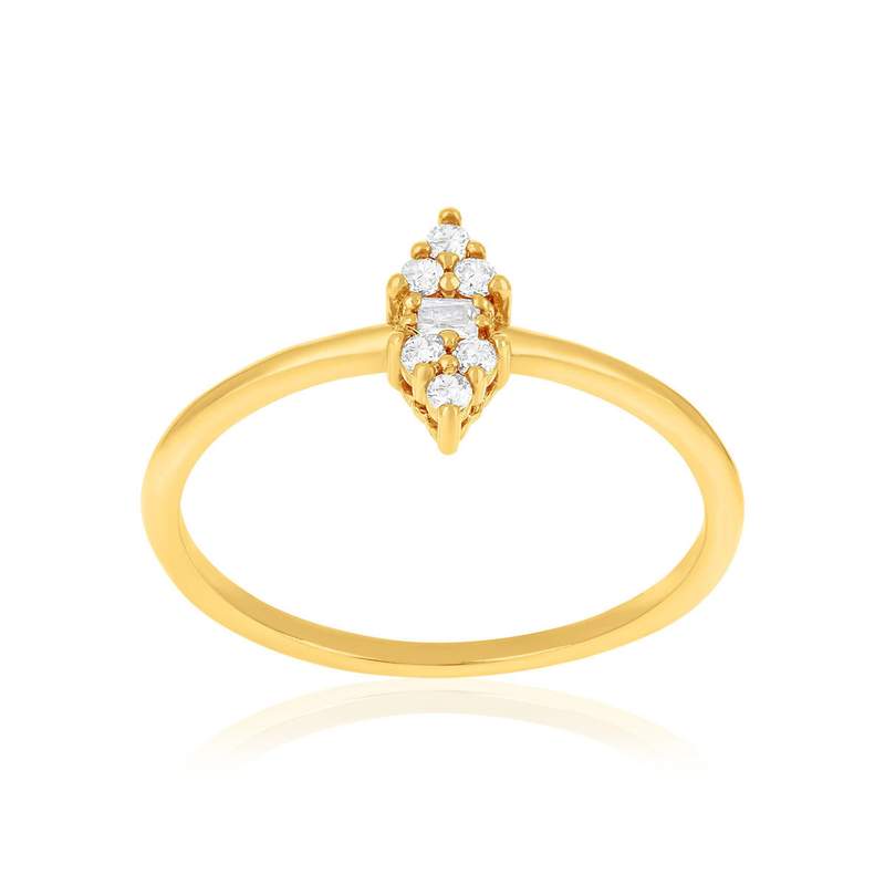 Bague plaqué or zirconias - vue 1