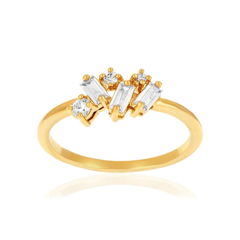 Bague plaqué or zirconias - vue 1