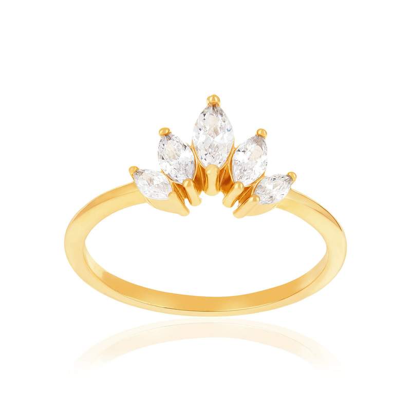 Bague plaqué or zirconias - vue 1
