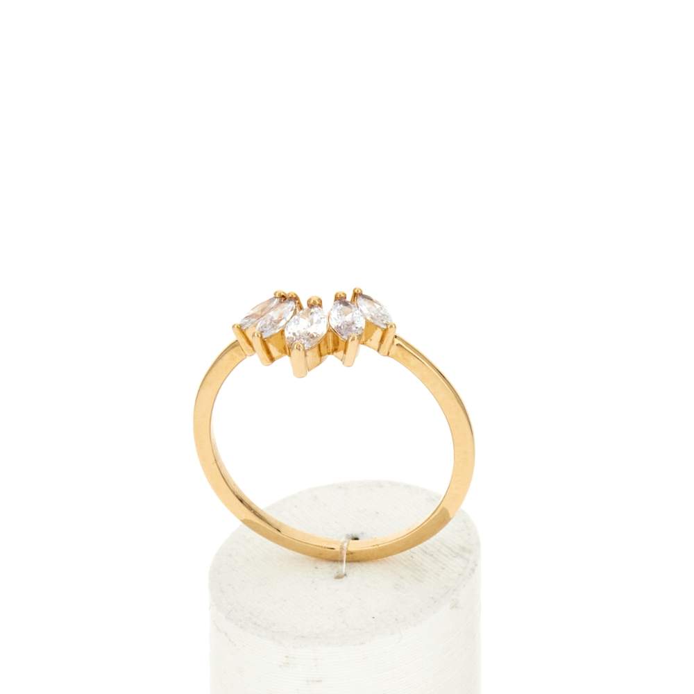 Bague plaqué or zirconias - vue 2