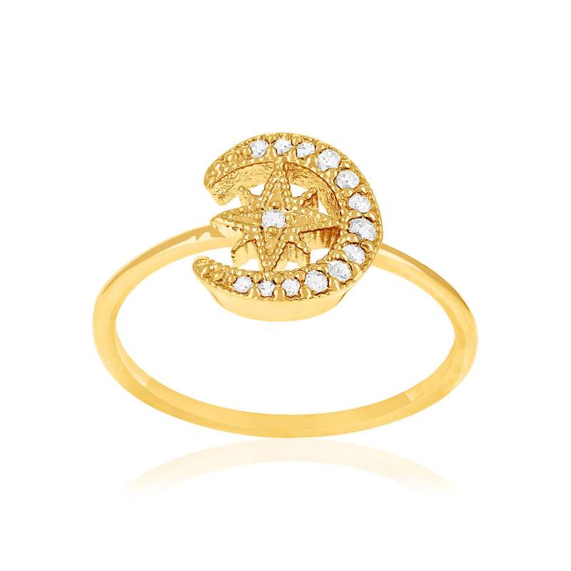 Bague plaqué or zirconias - vue 1
