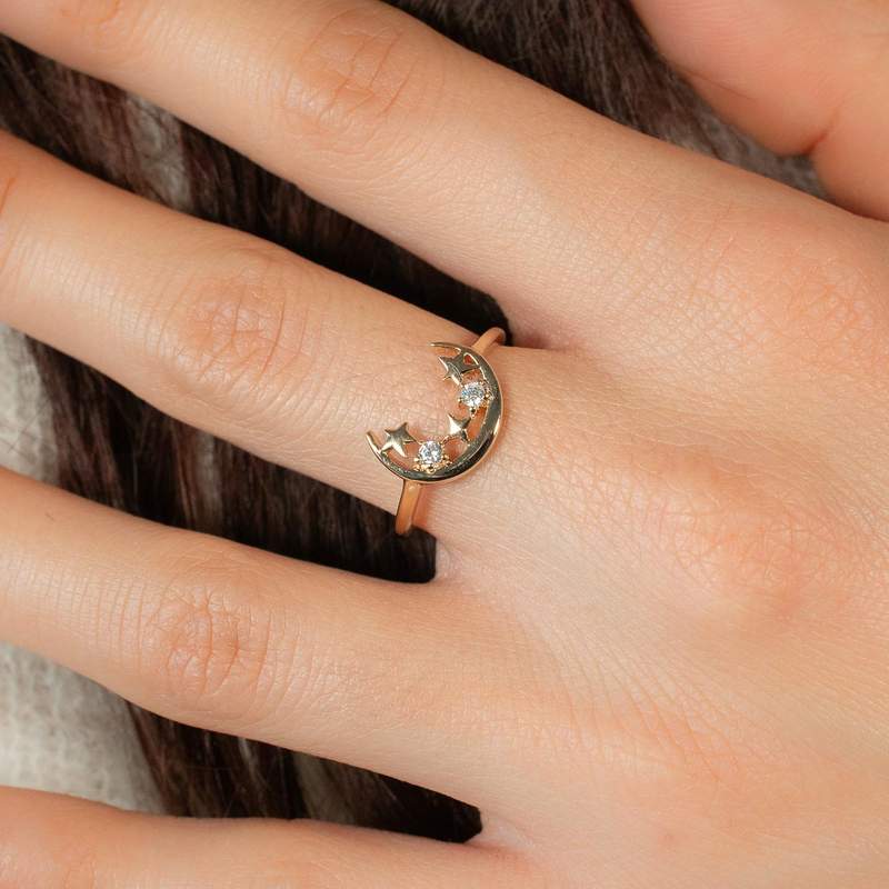 Bague plaqué or zirconias - vue porté 1