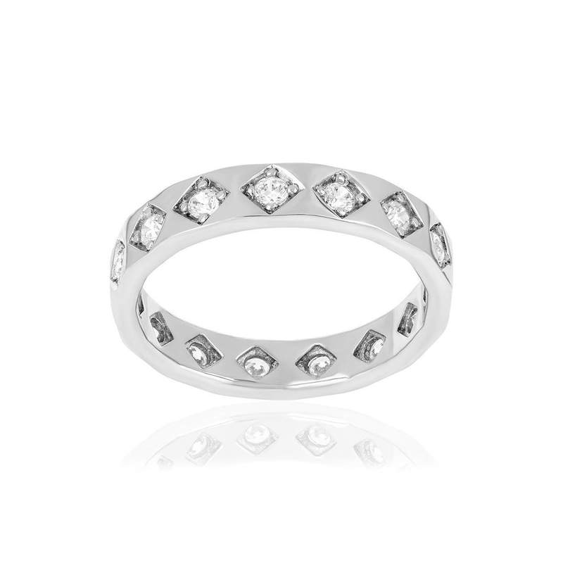 Bague argent zirconias - vue 1