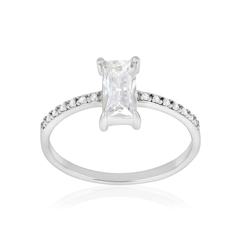 Silver ring with zirconia stones - view 1