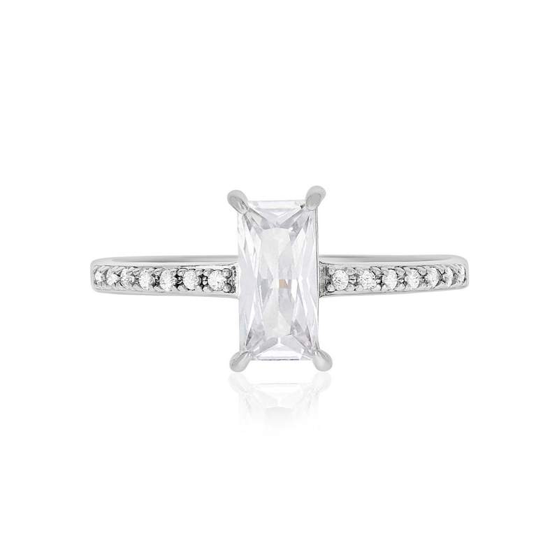 Silver zirconia ring - view 3