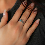 Bague argent zirconias - vue porté 1