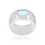 Silver ring with blue zirconia - view 1
