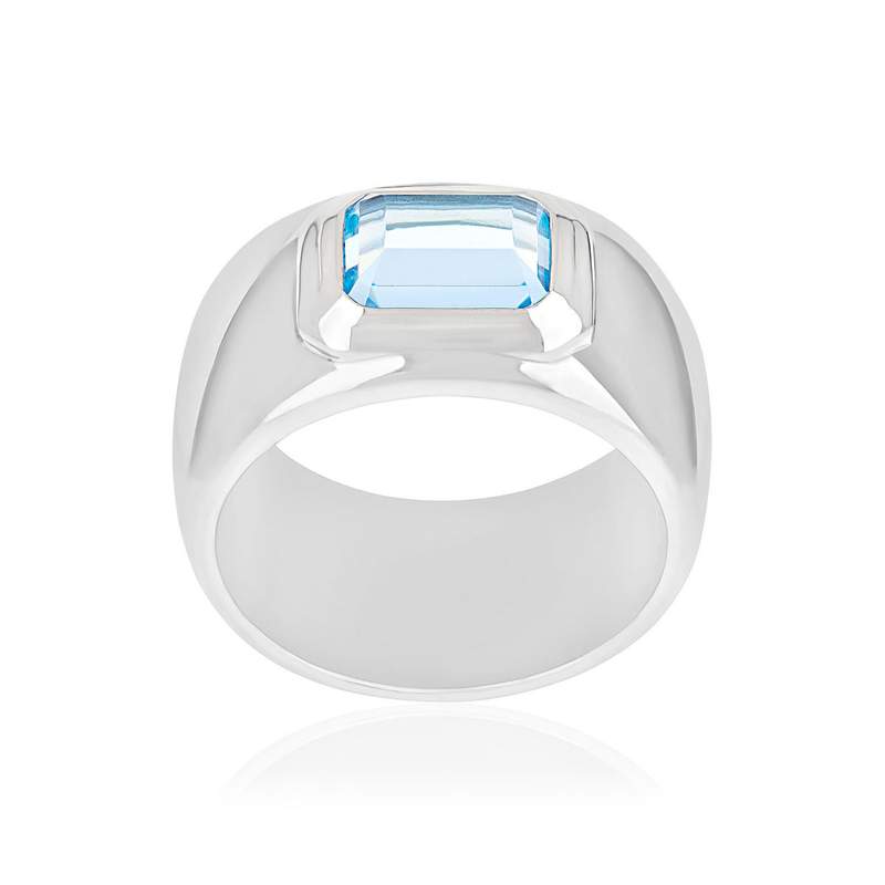 Bague argent zirconia bleu - vue 1