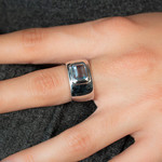 Blue zirconia silver ring - view worn 1