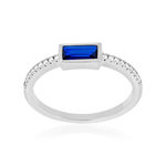 Bague argent 925 pierres bleues rectangulaires et zirconias blancs - vue 1