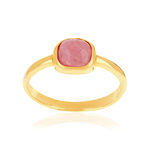 Bague plaqué or pierre naturelle rouge - vue 1