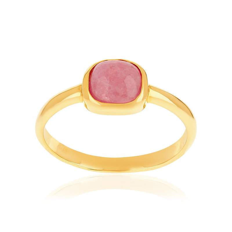 Bague plaqué or pierre naturelle rouge - vue 1