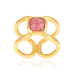 Bague plaqué or pierre naturelle rouge - vue 1