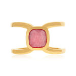 Bague plaqué or pierre naturelle rouge - vue 3
