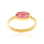 Bague plaqué or pierre naturelle rouge - vue 1