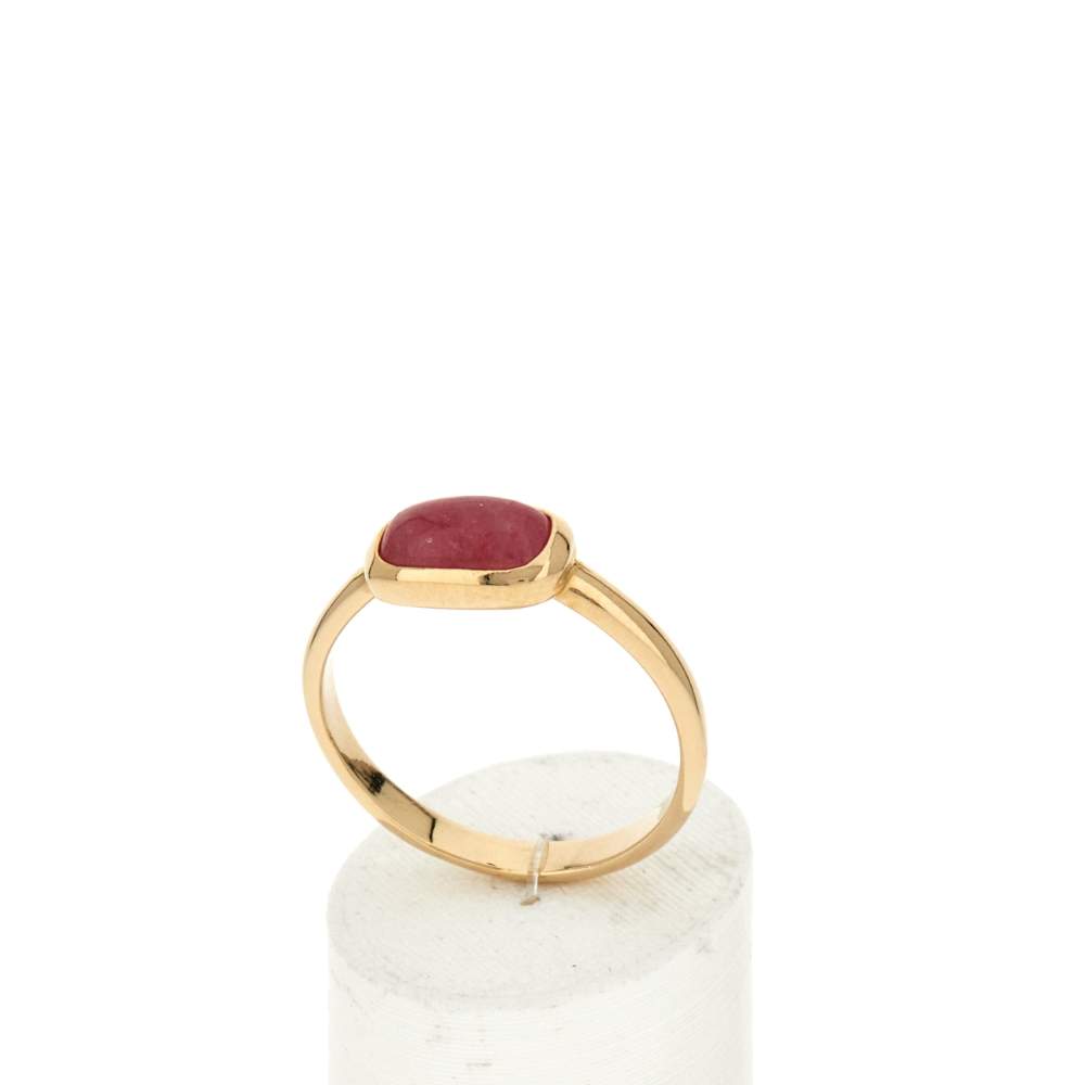 Bague plaqué or pierre naturelle rouge - vue 2