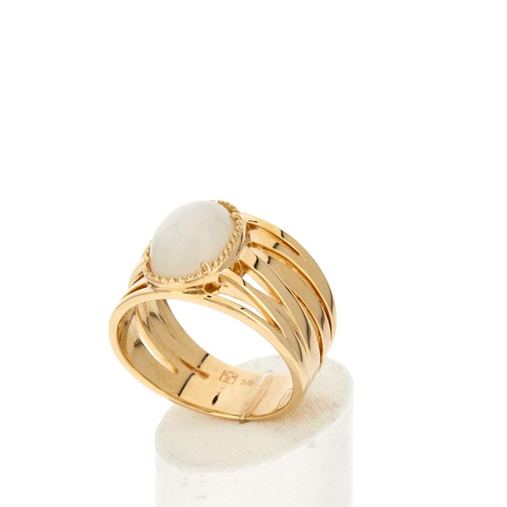 Bague plaqué or pierre synthétique blanche - vue 3