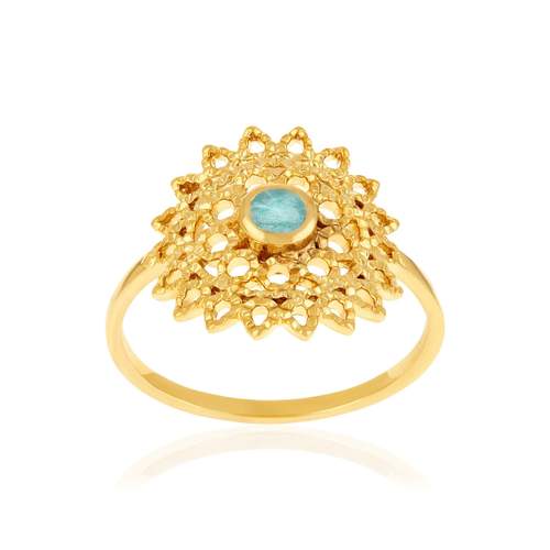 Bague plaqué or pierre naturelle verte