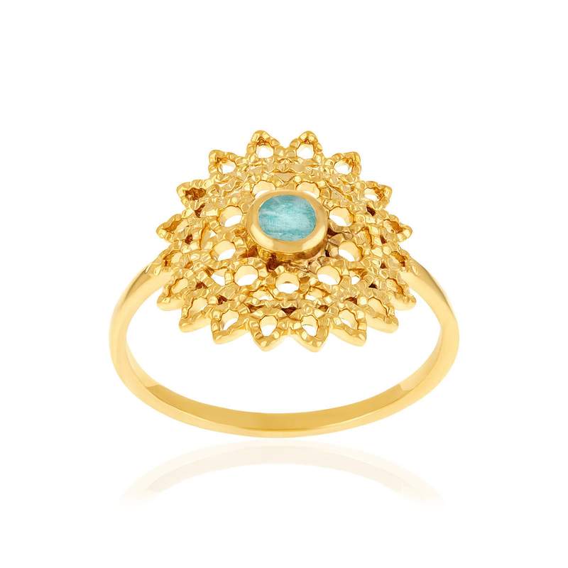 Bague plaqué or pierre naturelle verte - vue 1