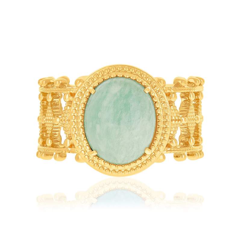 Bague plaqué or pierre naturelle verte - vue 3