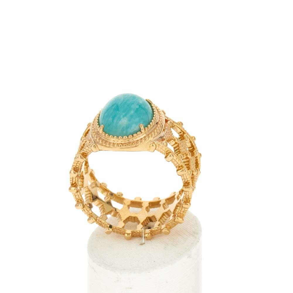 Bague plaqué or pierre naturelle verte - vue 2