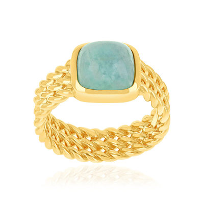 Bague plaqué or pierre naturelle verte - vue 1