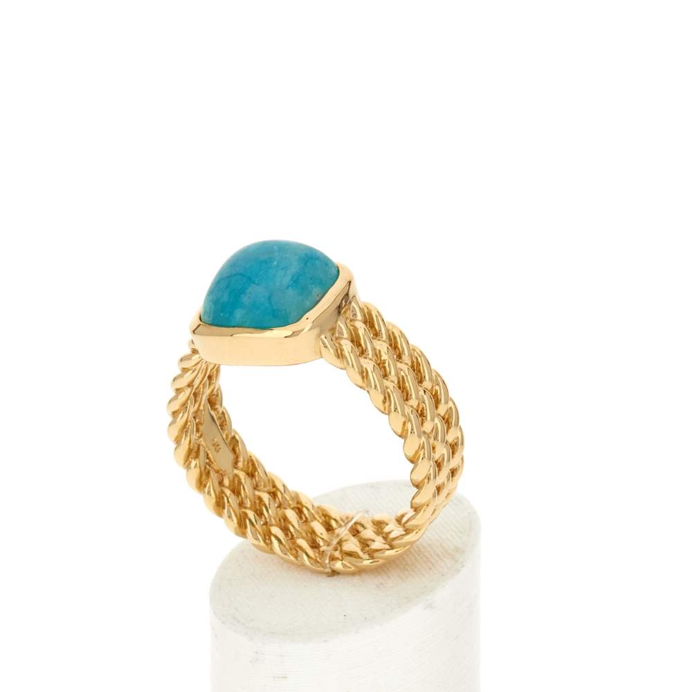 Bague plaqué or pierre naturelle verte - vue 3