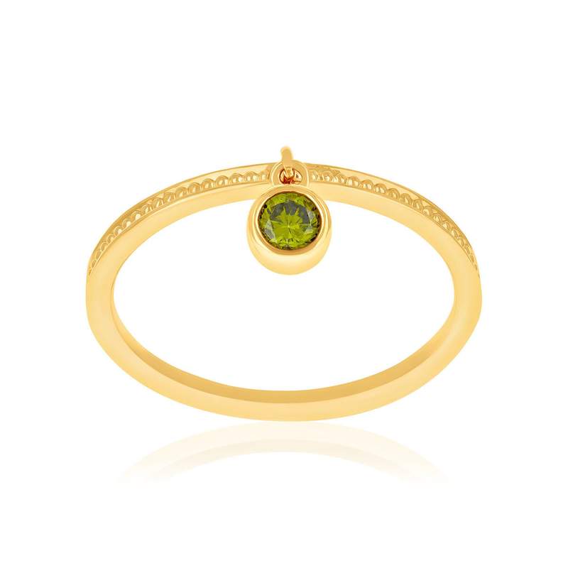 Bague plaqué or zirconia vert - vue 1