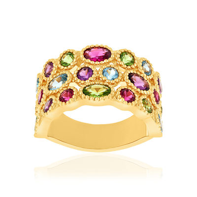 Bague plaqué or pierres synthétiques - vue 1