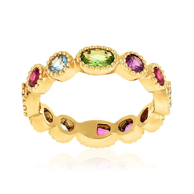 Bague plaqué or pierres synthétiques - vue 1