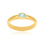 Bague plaqué or zirconia bleu - vue 1