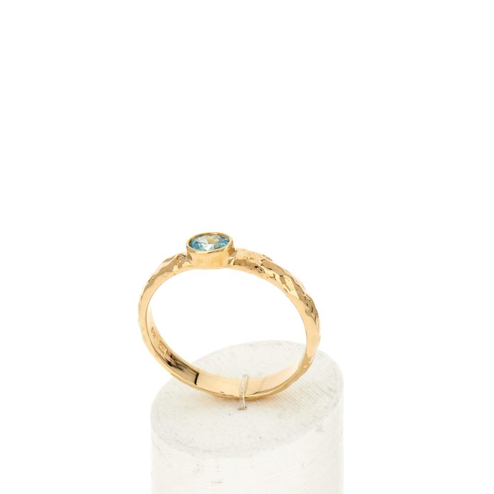 Bague plaqué or zirconia bleu - vue 2