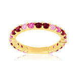 Vergulde ring met roze zirkonia's - aanzicht 1