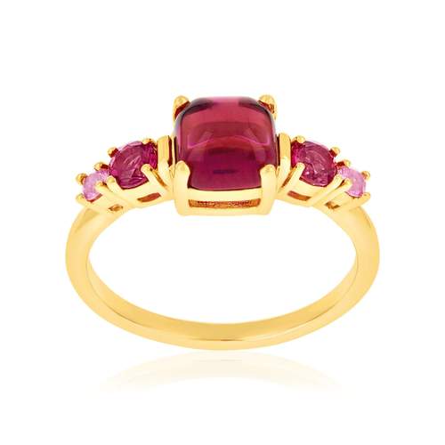 Gold-plated ring with pink zirconias