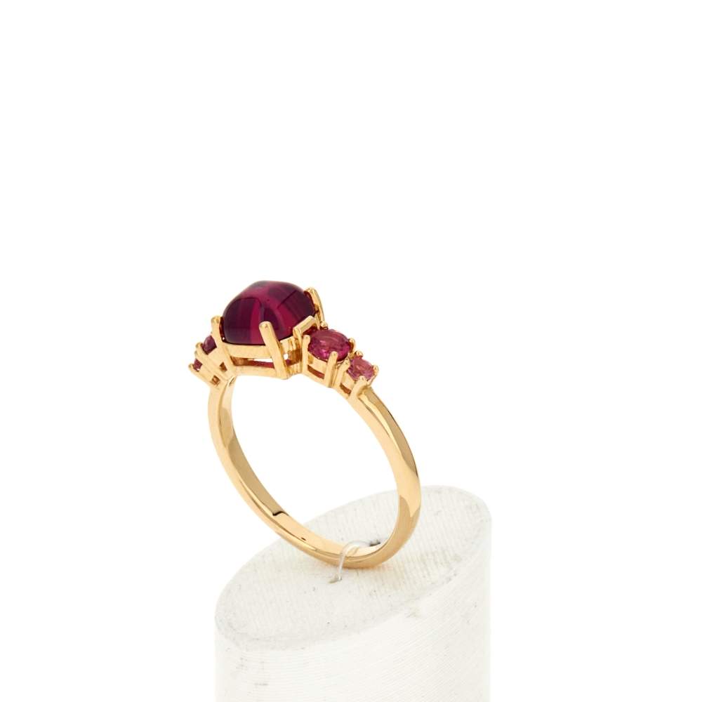 Bague plaqué or zirconias roses - vue 4
