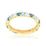 Bague plaqué or zirconias bleus - vue 1