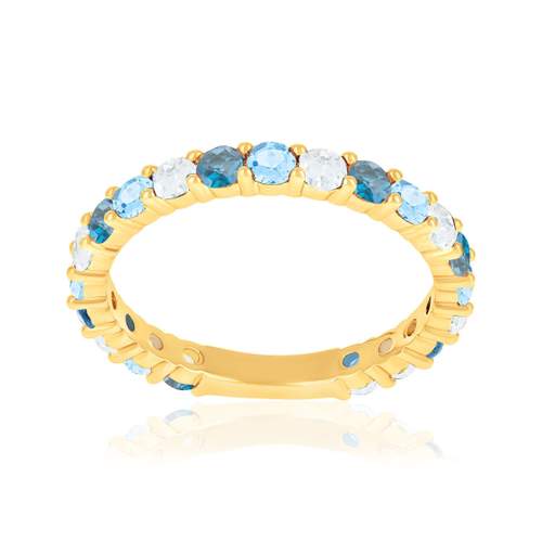 Bague plaqué or zirconias bleus